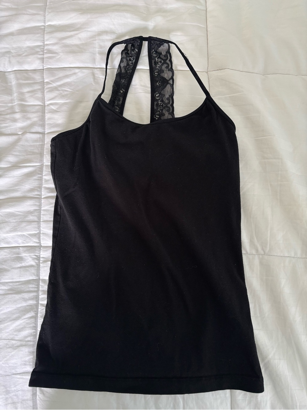 Aero Black Lace-Back Tank Top, Built-In Bra